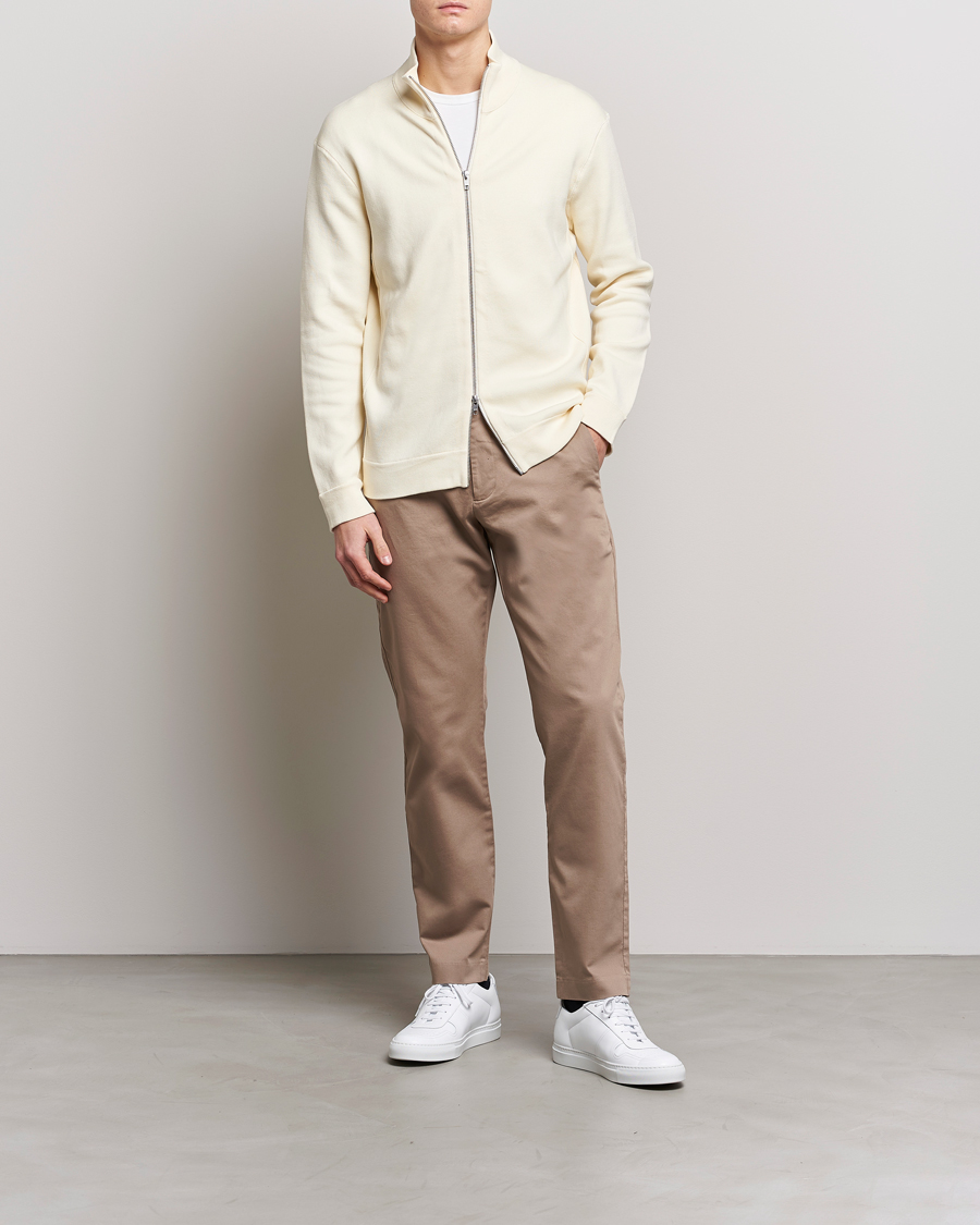 Herre | Trøjer | NN07 | Luis Knitted Full-Zip Sweater Ecru