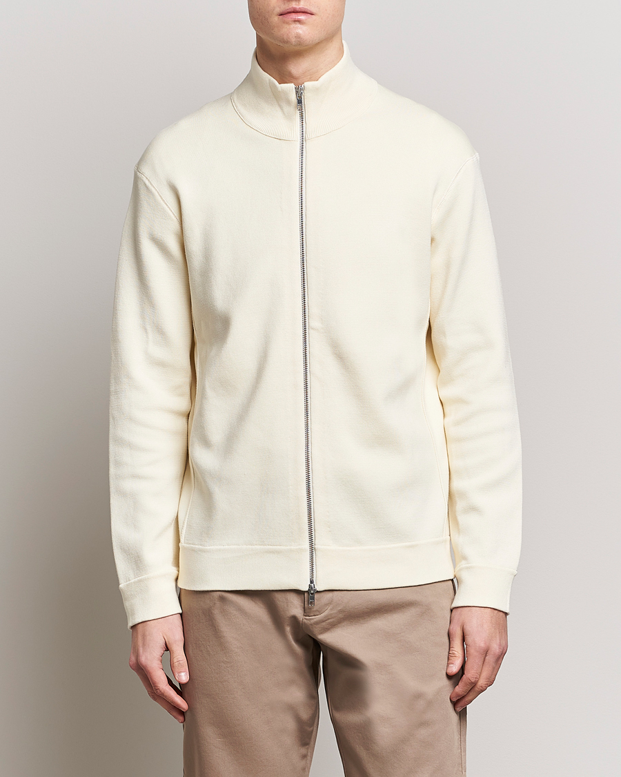 Herre | Trøjer | NN07 | Luis Knitted Full-Zip Sweater Ecru