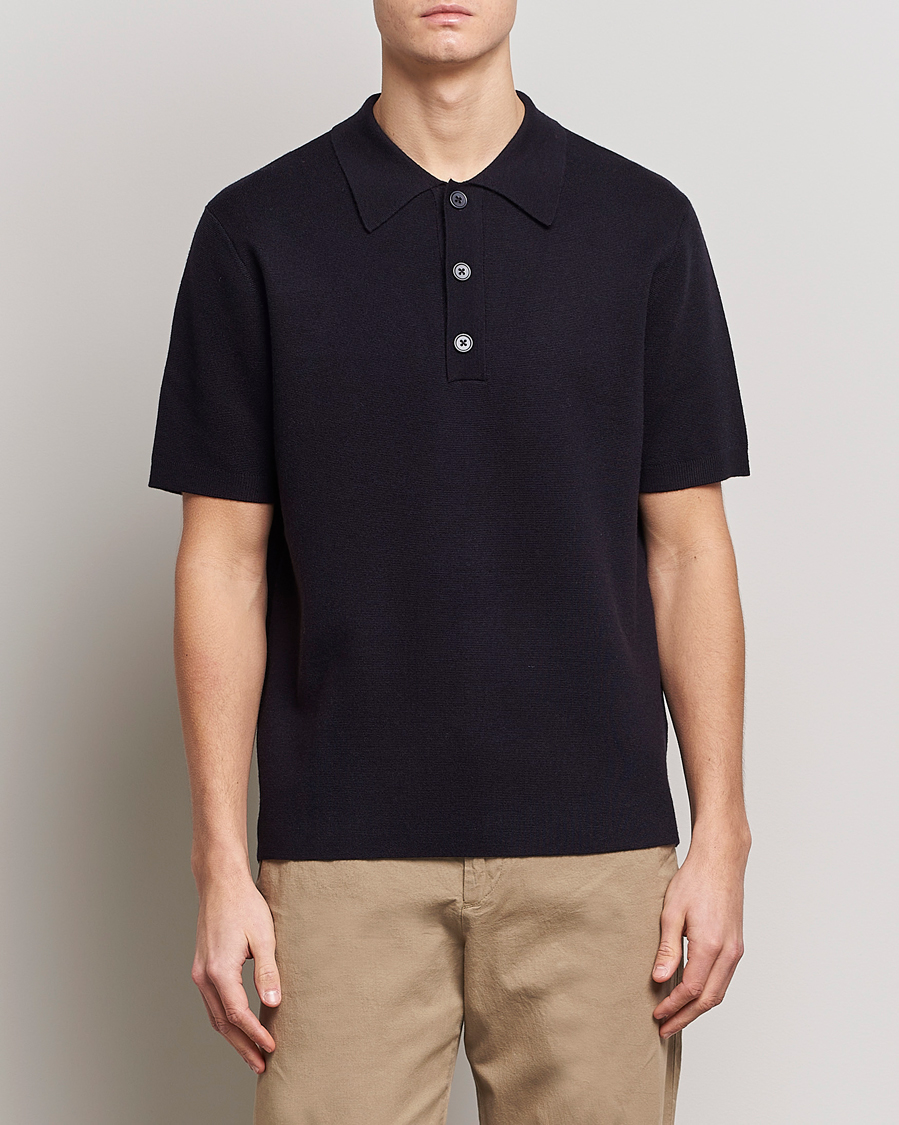 Herre | Polotrøjer | NN07 | Harald Knitted Polo Navy Blue