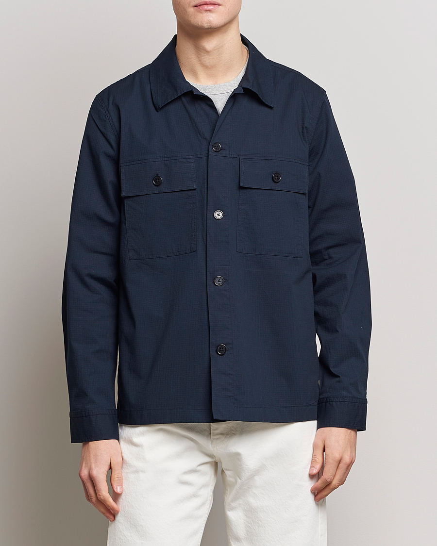 Herre | Wardrobe basics | NN07 | Wilas Ripstop Overshirt Navy Blue