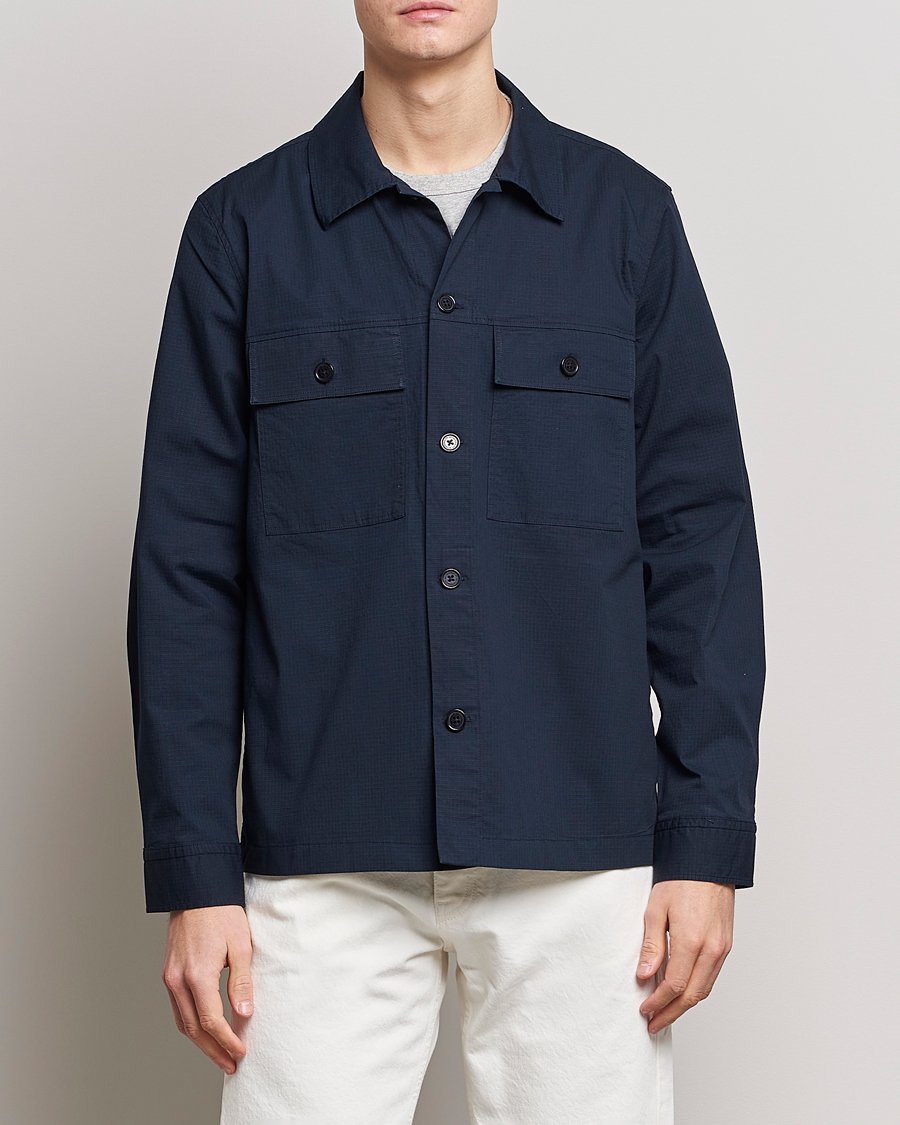 Herre | Skjorter | NN07 | Wilas Ripstop Overshirt Navy Blue