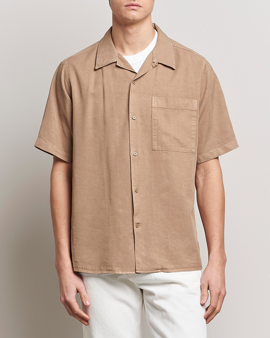 Herre | Skjorter | NN07 | Julio Tencel Resort Collar Shirt Greige