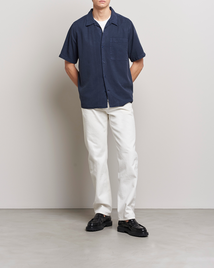 Herre | Skjorter | NN07 | Julio Tencel Resort Collar Shirt Sargasso Sea