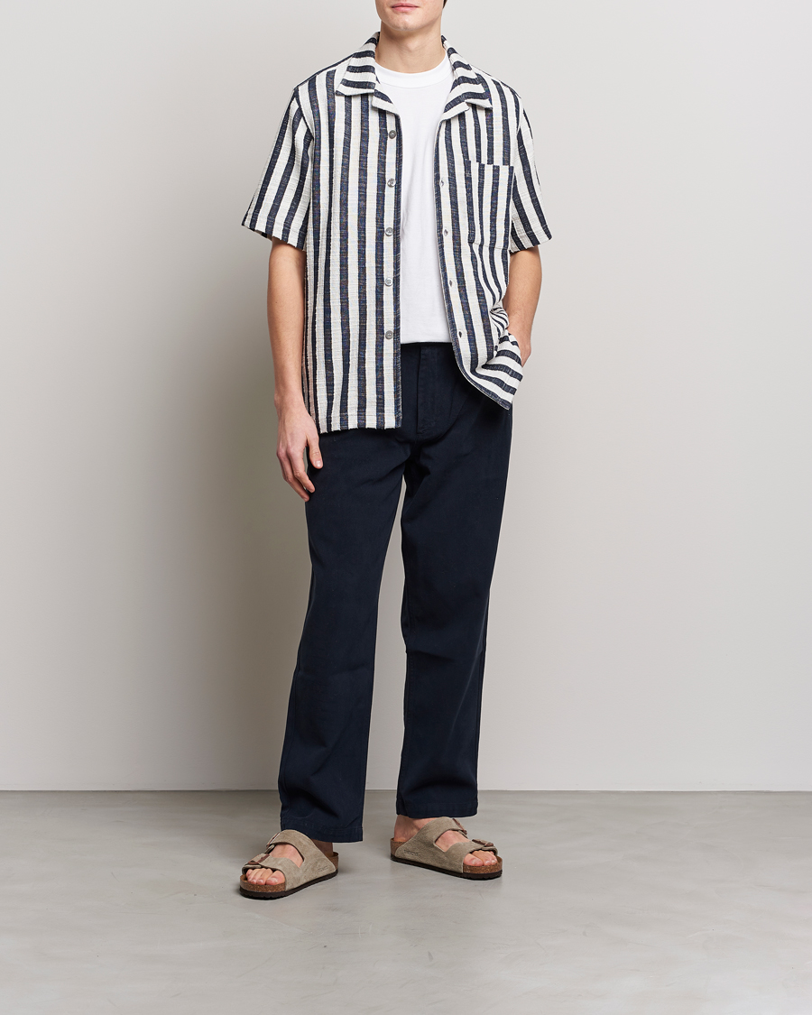 Herr |  | NN07 | Julio Striped Short Sleeve Shirt Navy/White