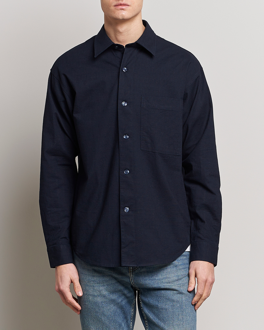 Herre | Casualskjorter | NN07 | Adwin Cotton Pocket Shirt Navy Blue