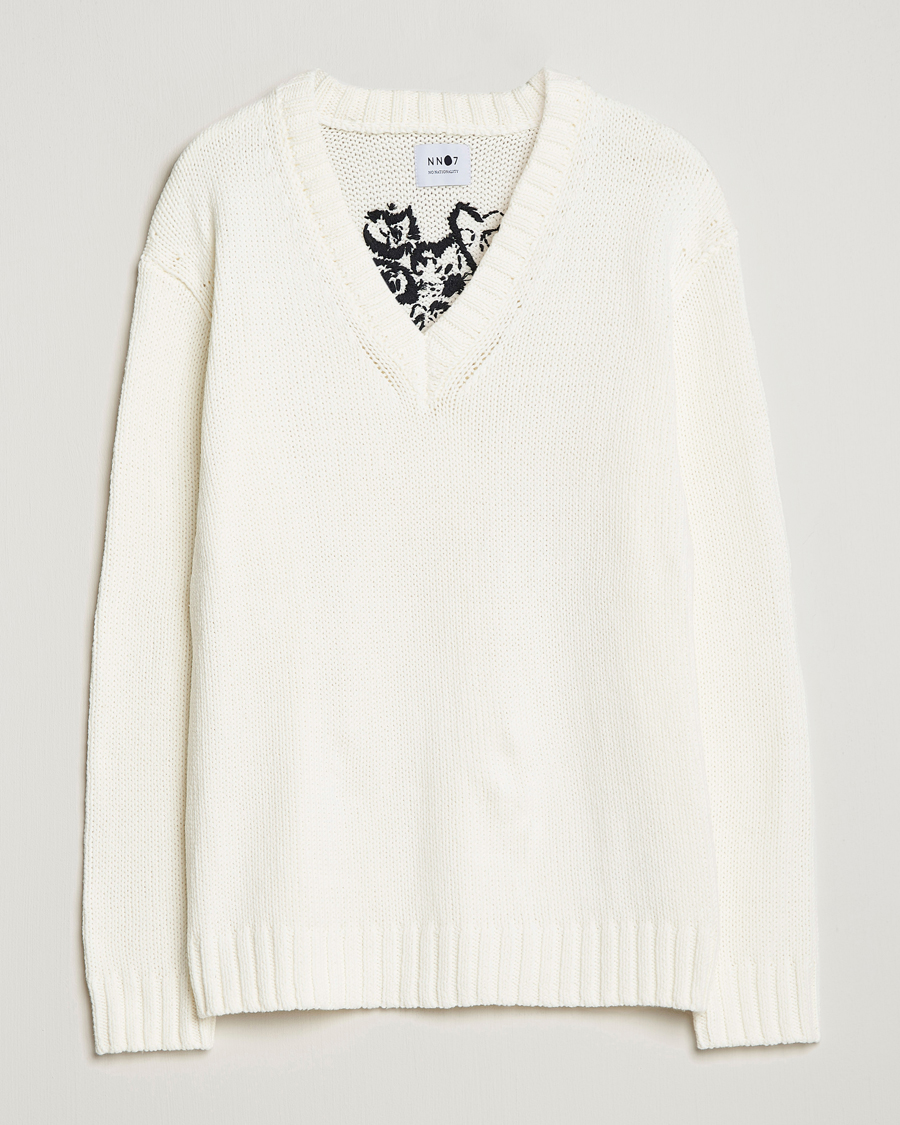 Herre | Trøjer | NN07 | Jasper Knitted V-Neck Sweater Ecru