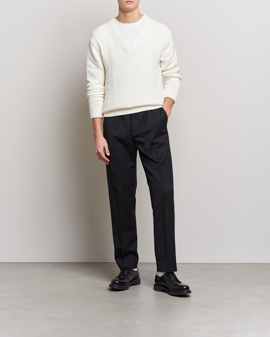 Herre | Trøjer | NN07 | Jasper Knitted V-Neck Sweater Ecru