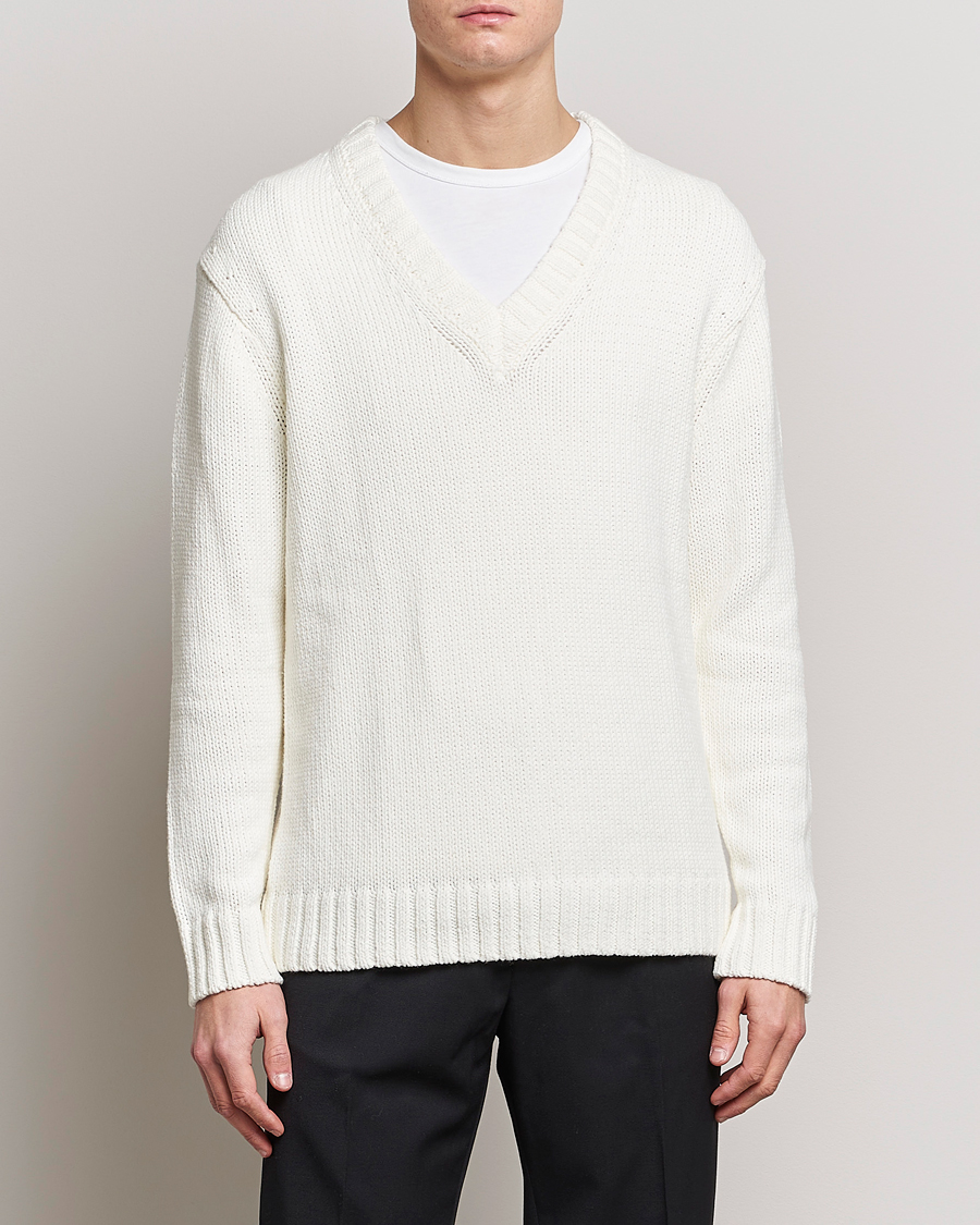 Herre |  | NN07 | Jasper Knitted V-Neck Sweater Ecru