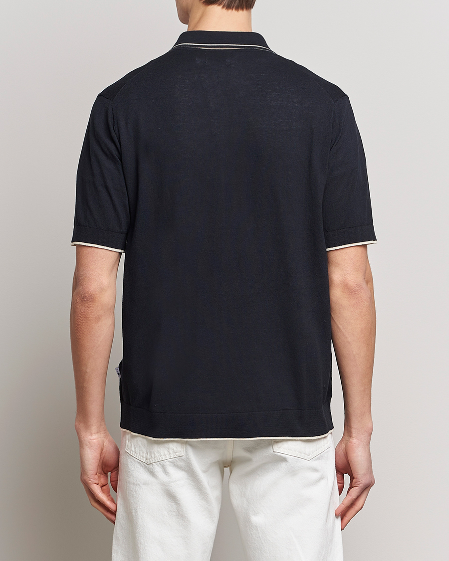 Herre | Skjorter | NN07 | Nolan Knitted Short Sleeve Shirt Navy Blue