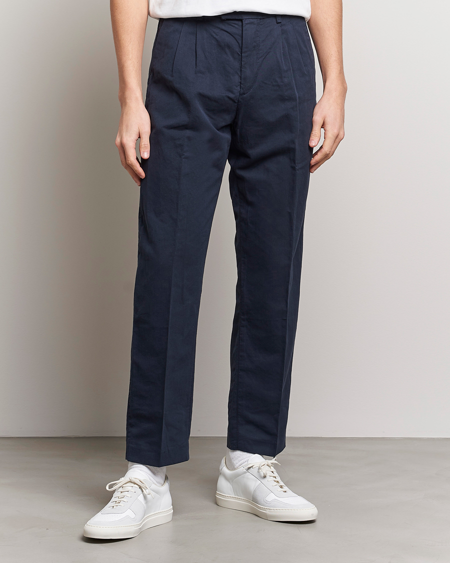 Herre | Bukser | NN07 | Fritz Pleated Trousers Navy Blue