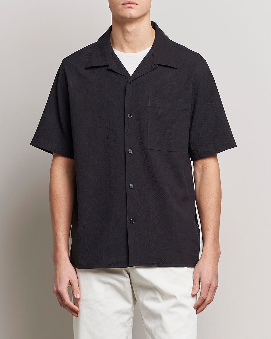 Herre | Kortærmede skjorter | NN07 | Julio Seersucker Short Sleeve Shirt Black