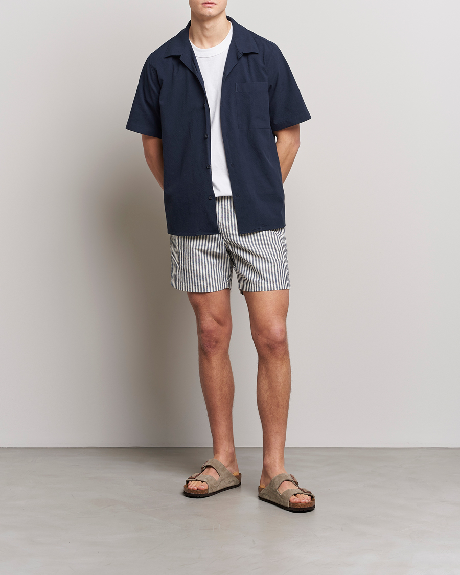 Herre | Shorts | NN07 | Gregor Creppe Drawstring Shorts Navy/White