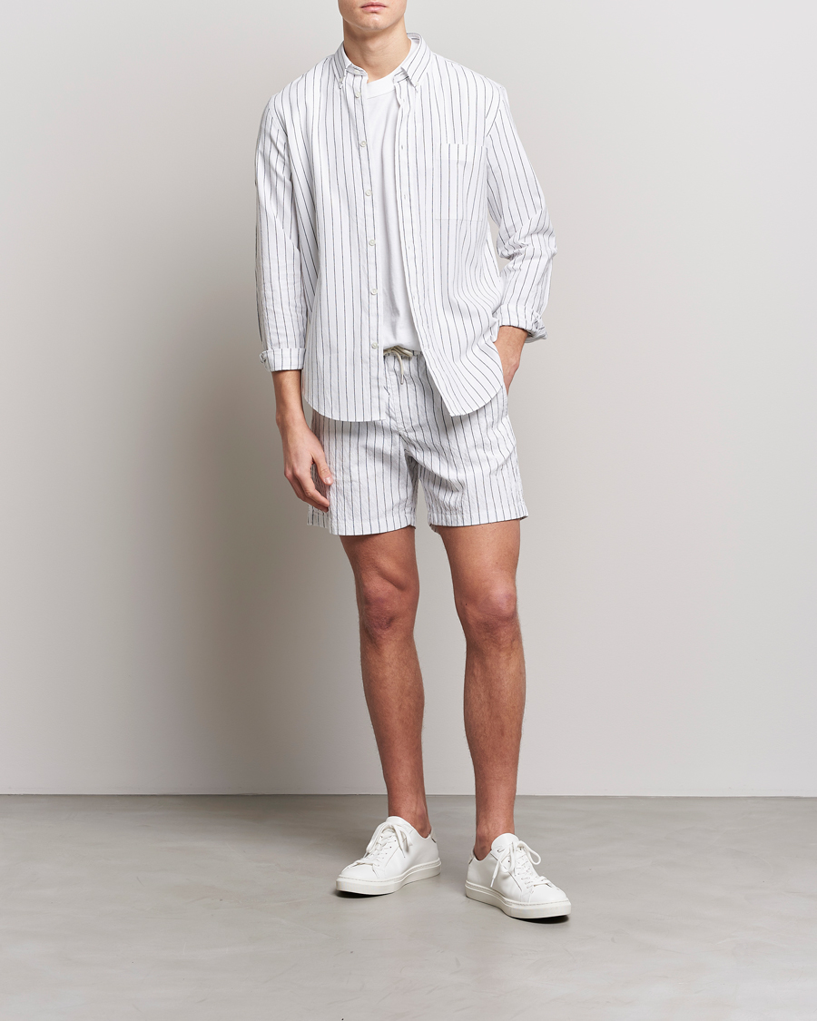 Herre | Shorts | NN07 | Gregor Creppe Drawstring Shorts Black/White