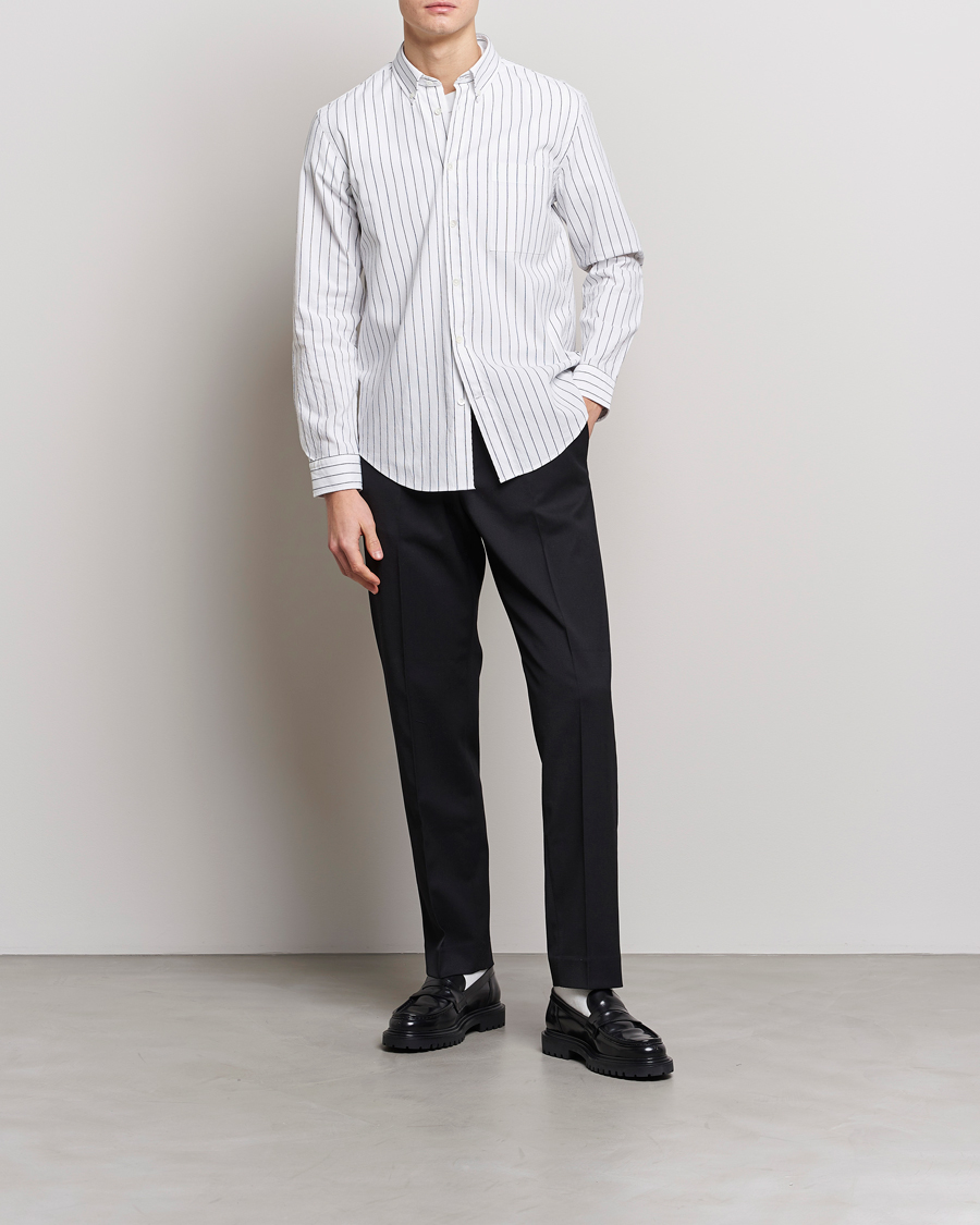 Herre | Skjorter | NN07 | Arne Creppe Striped Shirt Black/White