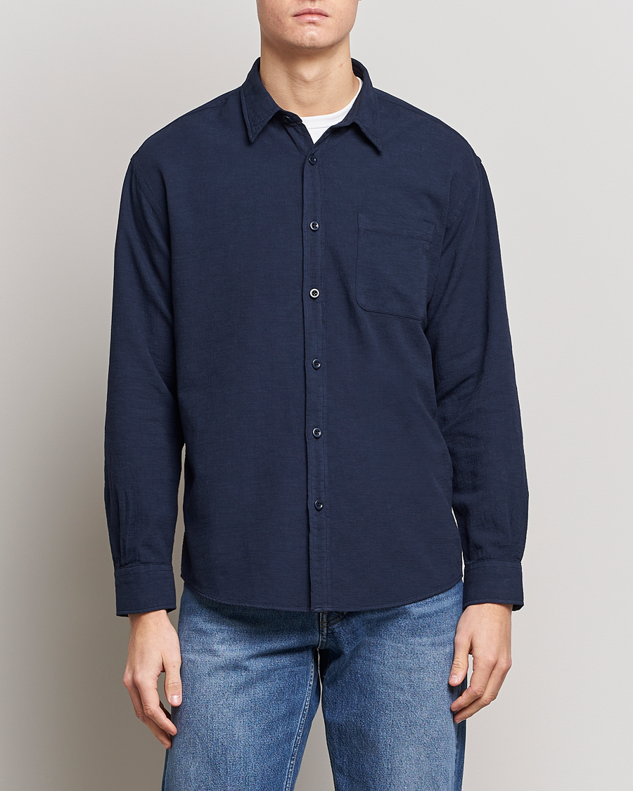 Herre | Wardrobe basics | NN07 | Deon Jacquard Shirt Navy Blue