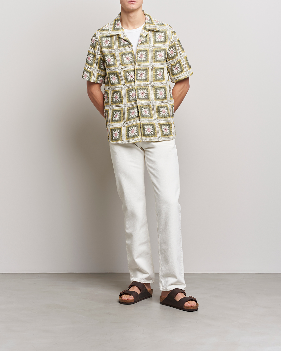 Herre | Skjorter | NN07 | Julio Flower Short Sleeve Shirt Pale Green