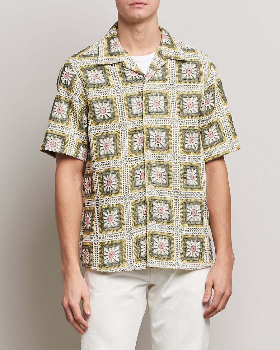 Herre | Kortærmede skjorter | NN07 | Julio Flower Short Sleeve Shirt Pale Green