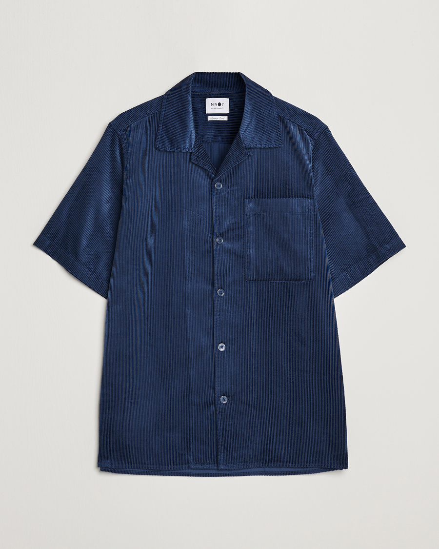 Herre | Skjorter | NN07 | Julio Tencel Corduroy Short Sleeve Shirt Sargasso Sea