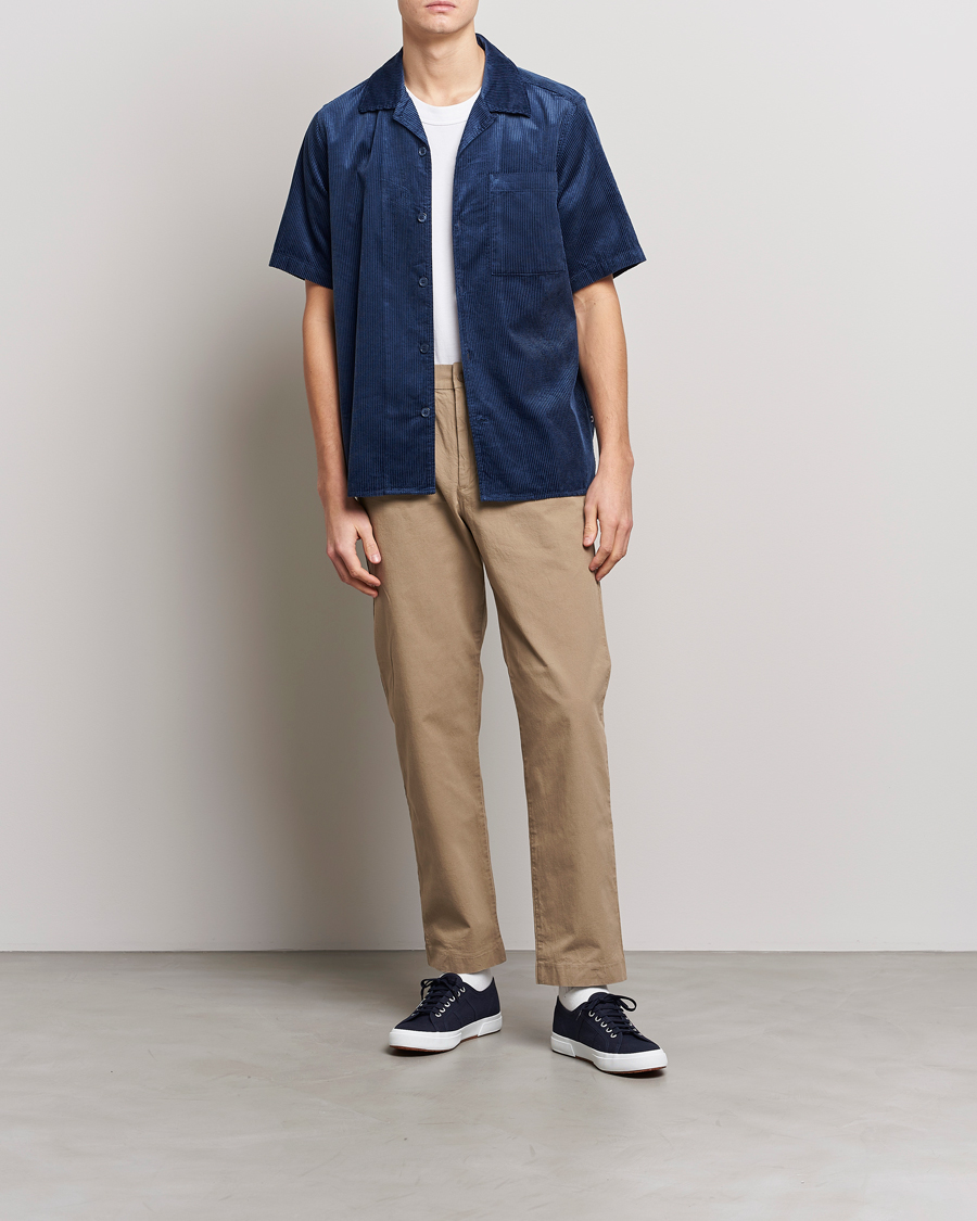 Herre | Skjorter | NN07 | Julio Tencel Corduroy Short Sleeve Shirt Sargasso Sea