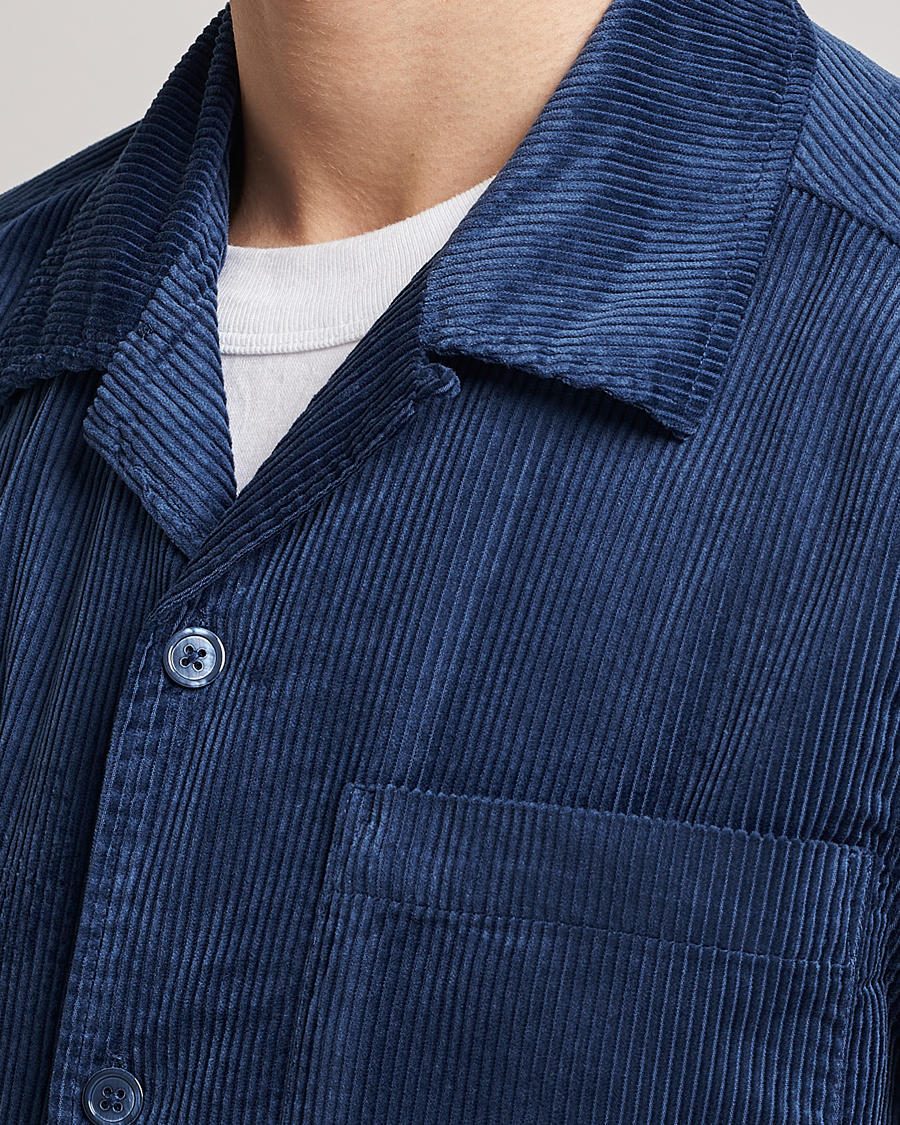 Herre | Skjorter | NN07 | Julio Tencel Corduroy Short Sleeve Shirt Sargasso Sea