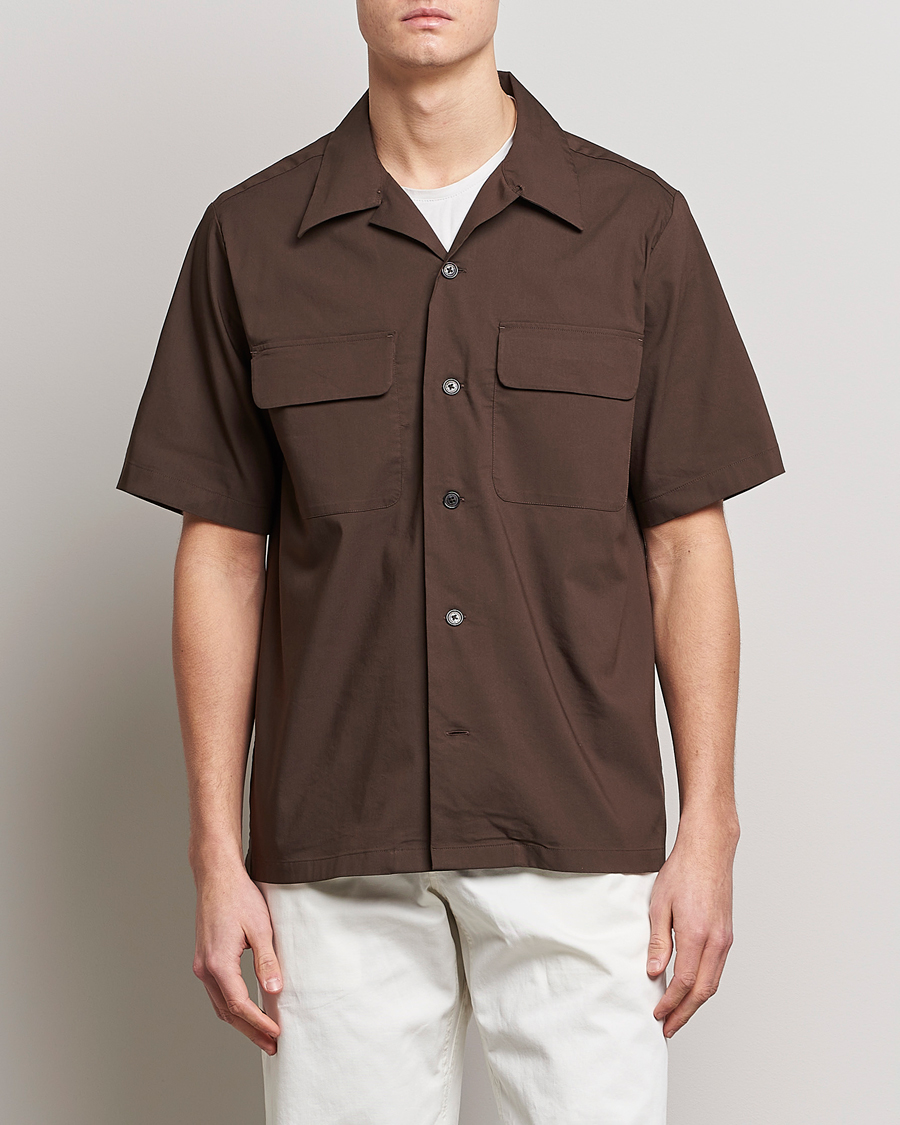 Herre | Kortærmede skjorter | NN07 | Daniel Pocket Resort Collar Shirt Brown