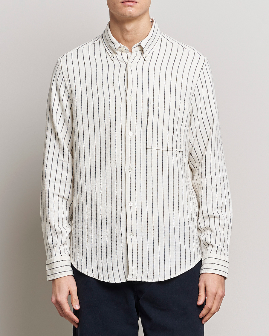 Herre | The linen lifestyle | NN07 | Arne Linen Striped Shirt Navy/White