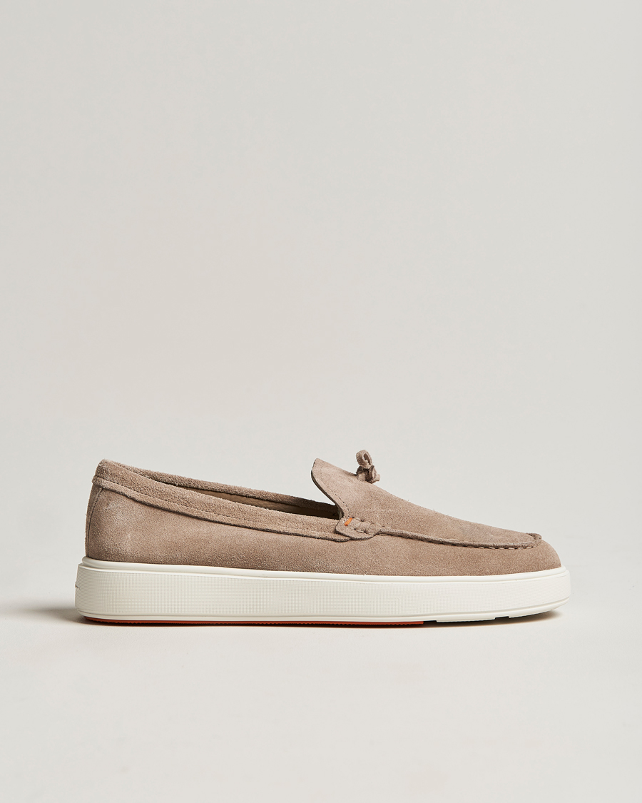 Herre | Santoni Lacetto Slip On Beige Suede | Santoni | Lacetto Slip On Beige Suede