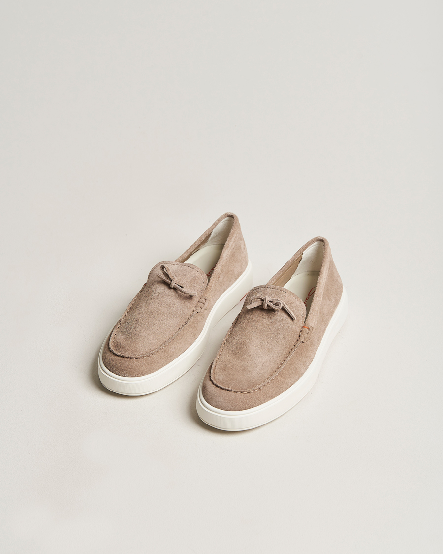Herre | Santoni Lacetto Slip On Beige Suede | Santoni | Lacetto Slip On Beige Suede