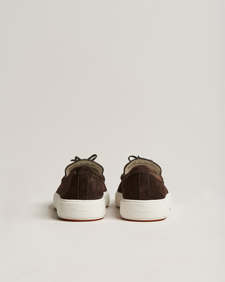 Herre | Santoni Lacetto Slip On Dark Brown Suede | Santoni | Lacetto Slip On Dark Brown Suede