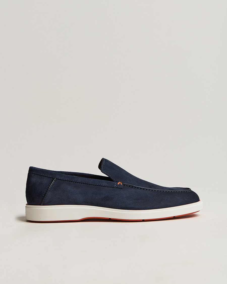 Herre | Santoni Summer Loafer Navy Suede | Santoni | Summer Loafer Navy Suede
