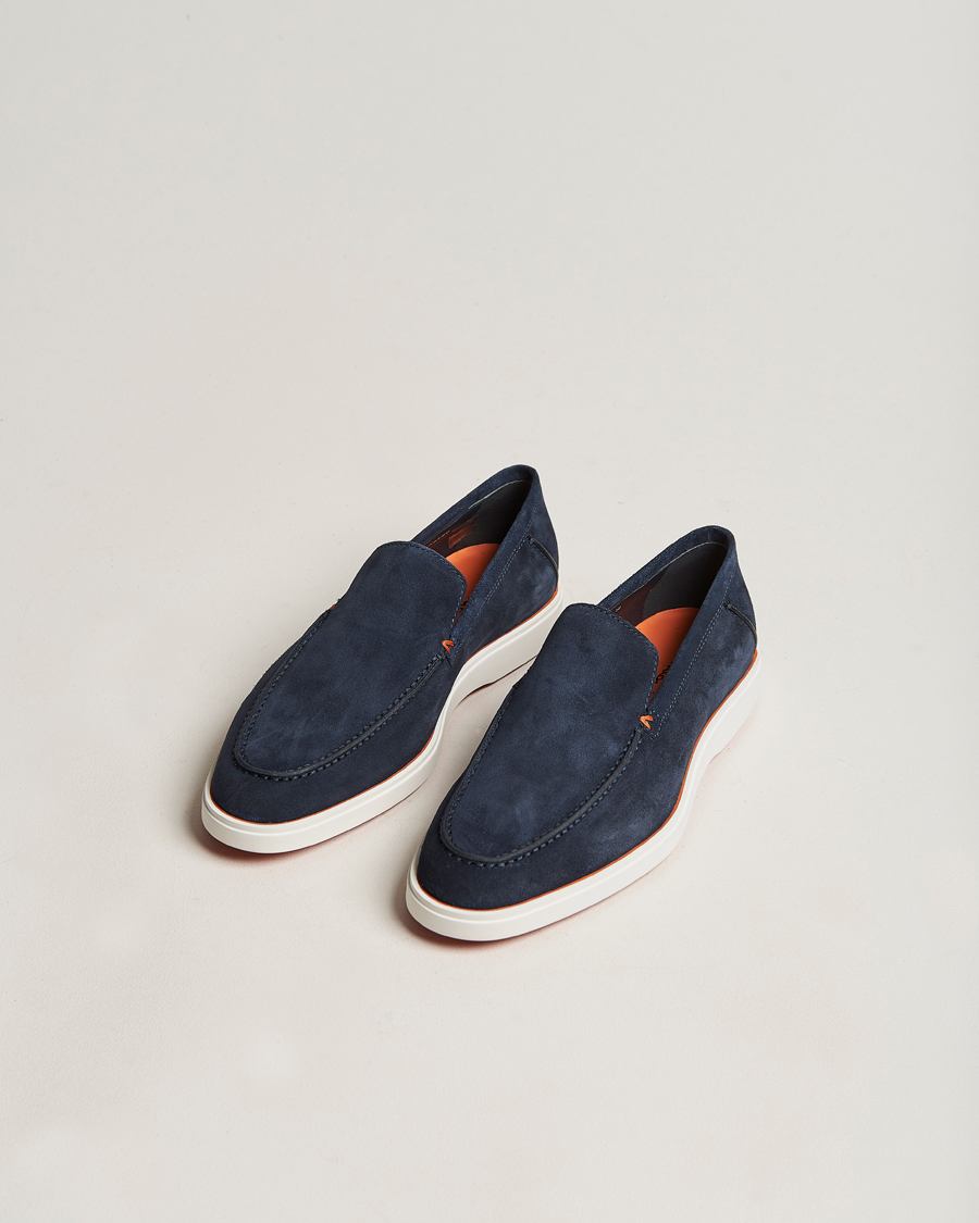 Herre | Santoni Summer Loafer Navy Suede | Santoni | Summer Loafer Navy Suede