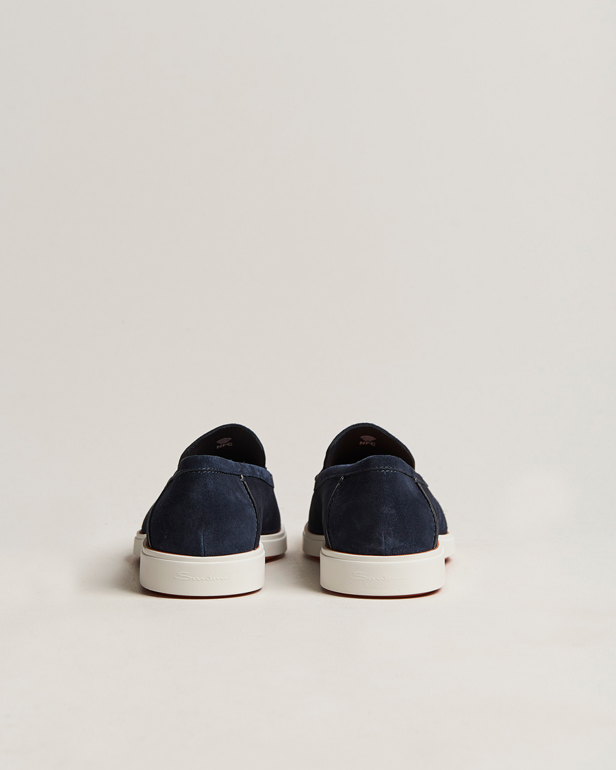 Herre | Santoni Summer Loafer Navy Suede | Santoni | Summer Loafer Navy Suede