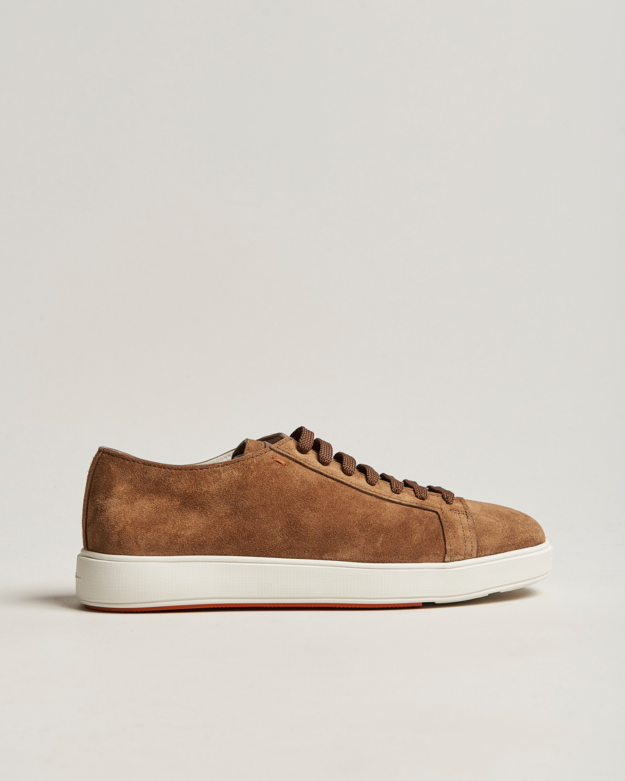Herre | Santoni Plain Sneaker Dark Brown Suede | Santoni | Plain Sneaker Dark Brown Suede