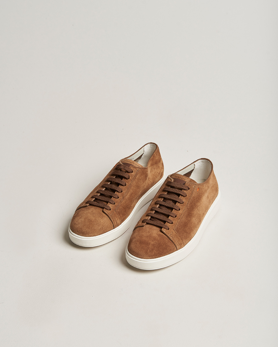 Herre | Santoni Plain Sneaker Dark Brown Suede | Santoni | Plain Sneaker Dark Brown Suede
