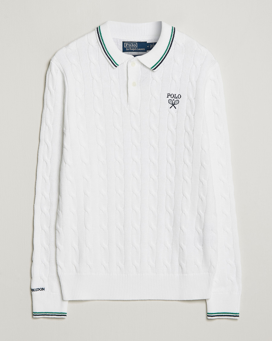 Herre | Trøjer | Polo Ralph Lauren | Cotton Cable Knitted Polo Ceramic White
