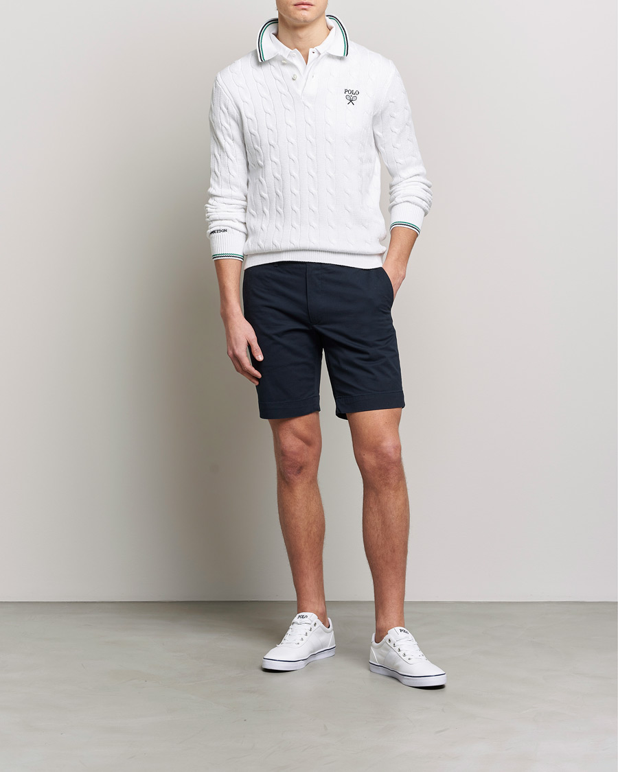 Herre | Trøjer | Polo Ralph Lauren | Cotton Cable Knitted Polo Ceramic White