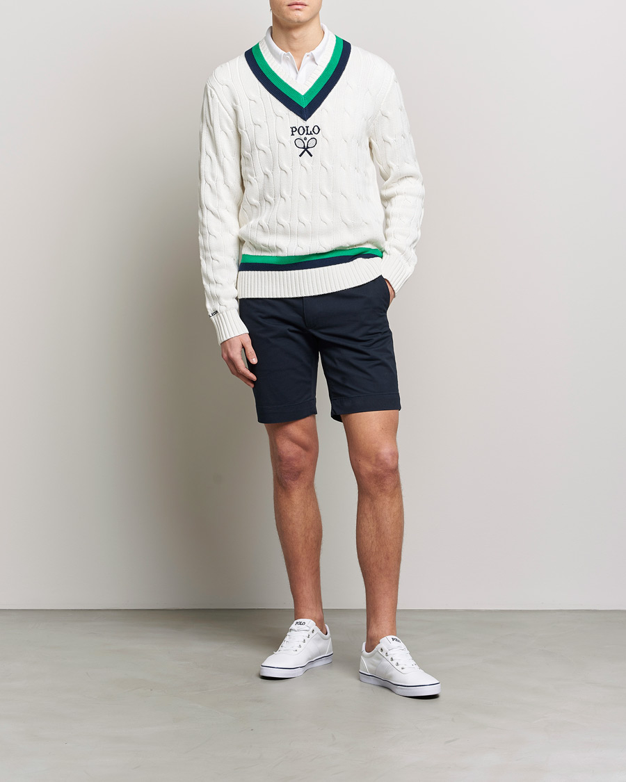 Herre | Trøjer | Polo Ralph Lauren | Knitted V-Neck Cricket Sweater Ceramic White
