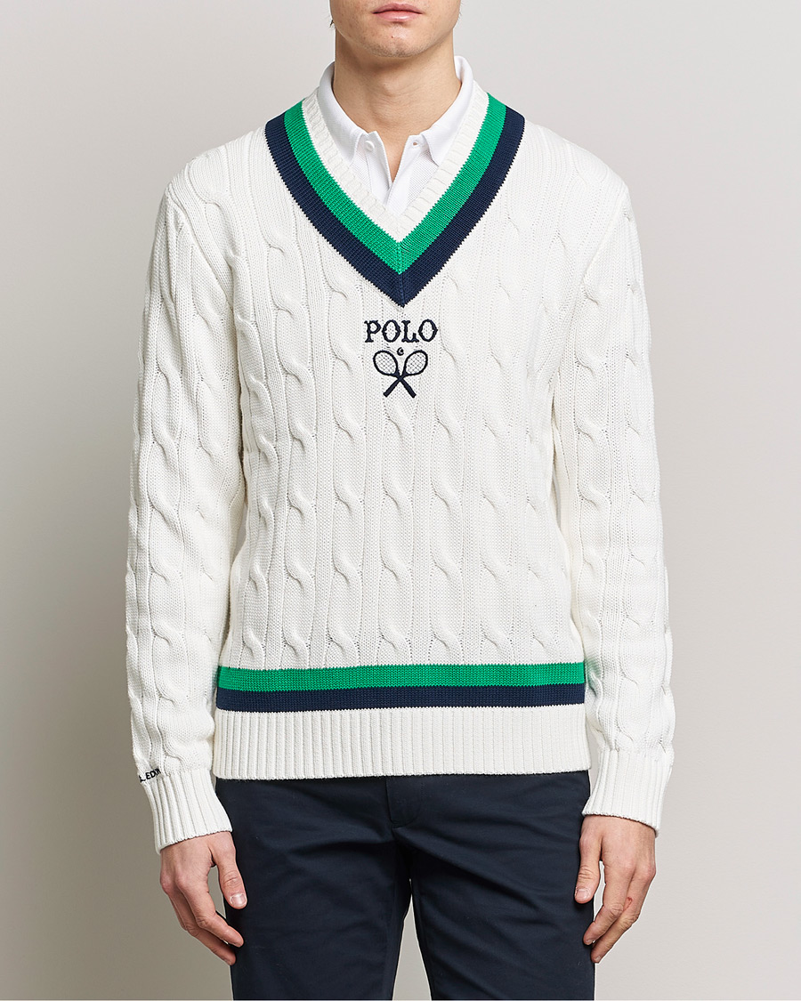 Herre |  | Polo Ralph Lauren | Knitted V-Neck Cricket Sweater Ceramic White