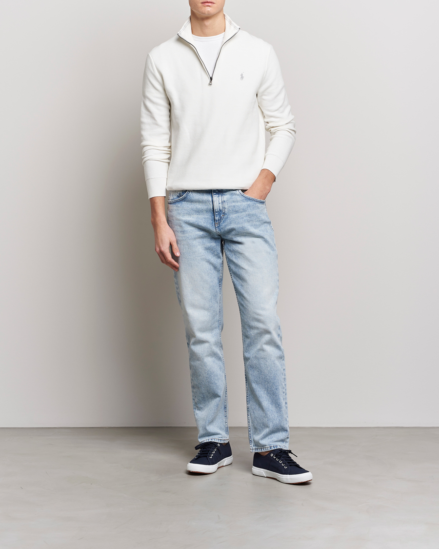 Herre | Trøjer | Polo Ralph Lauren | Textured Half-Zip Deckwash White