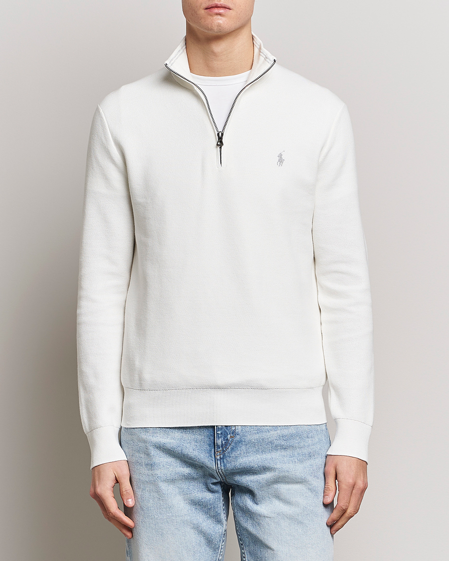 Herre | Trøjer | Polo Ralph Lauren | Textured Half-Zip Deckwash White