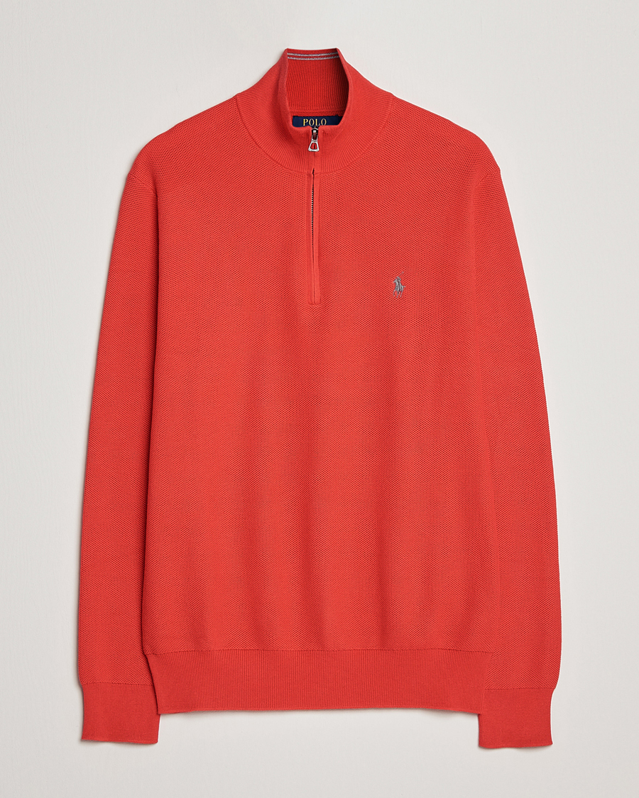 Herre | Trøjer | Polo Ralph Lauren | Textured Half-Zip Red Reef