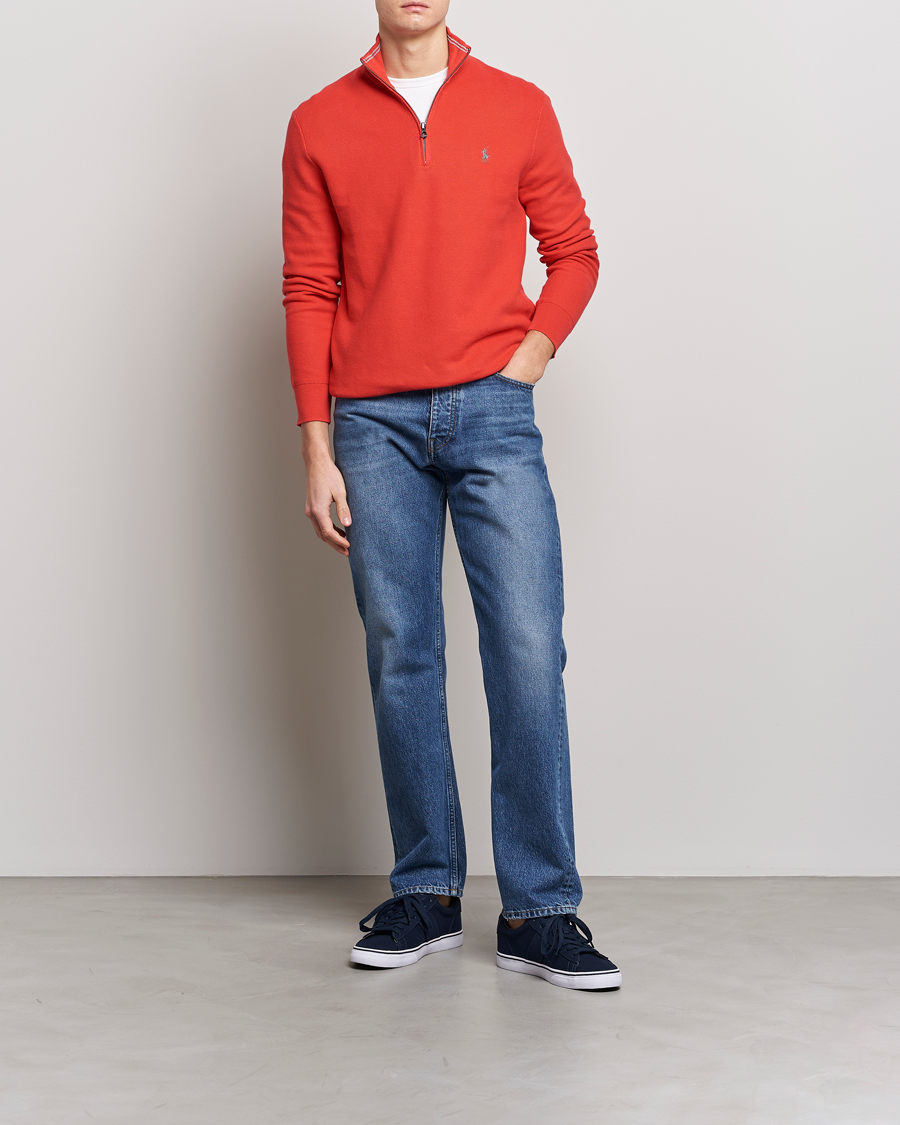 Herre | Trøjer | Polo Ralph Lauren | Textured Half-Zip Red Reef