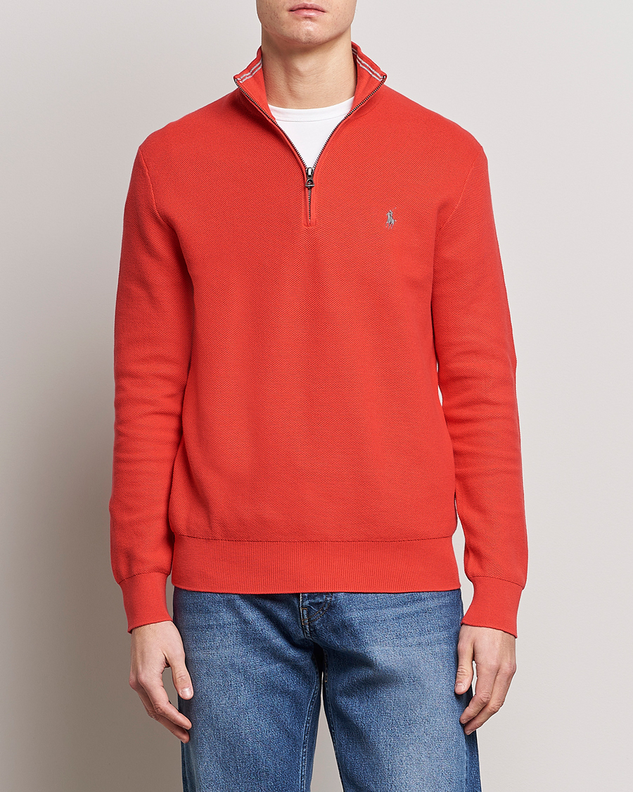 Herre | Trøjer | Polo Ralph Lauren | Textured Half-Zip Red Reef