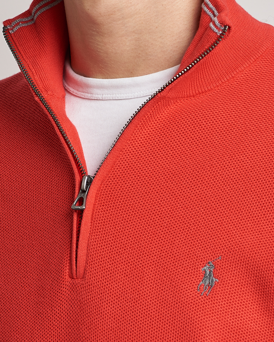 Herre | Trøjer | Polo Ralph Lauren | Textured Half-Zip Red Reef