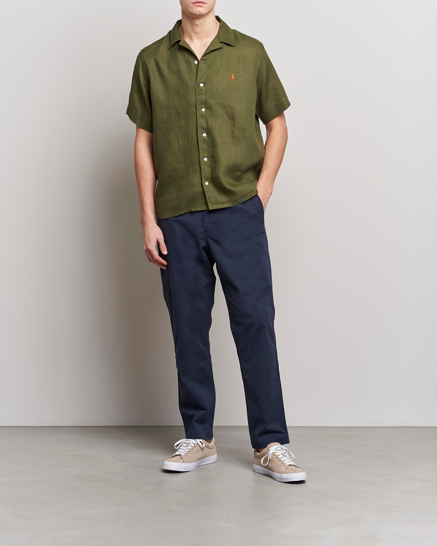 Herre | Skjorter | Polo Ralph Lauren | Linen Camp Collar Short Sleeve Shirt Dark Sage