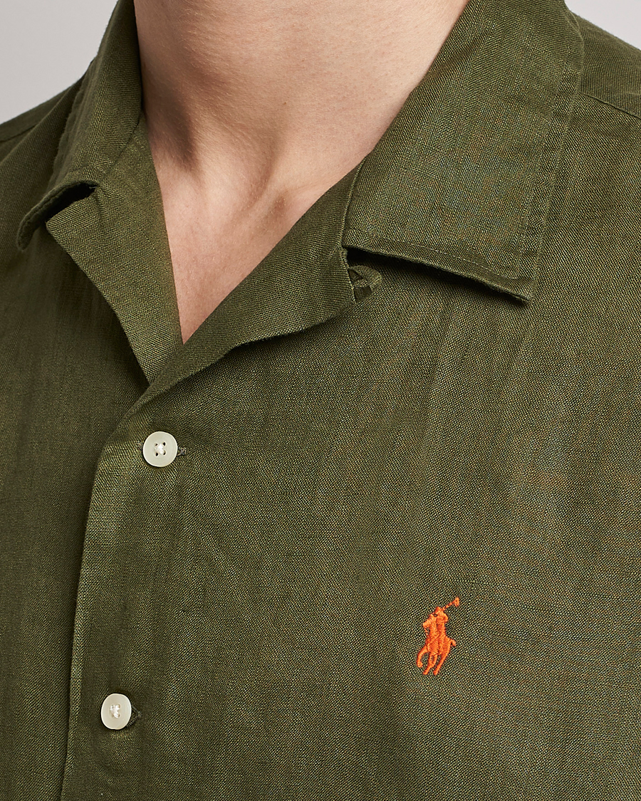 Herre | Skjorter | Polo Ralph Lauren | Linen Camp Collar Short Sleeve Shirt Dark Sage