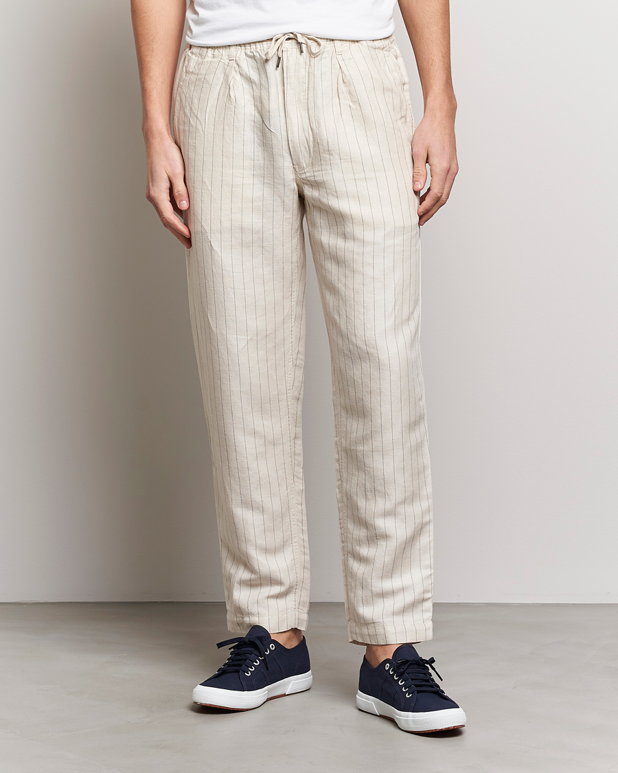 Herre | Preppy Authentic | Polo Ralph Lauren | Prepster Linen/Tencel Pinstripe Trousers Andover Cream