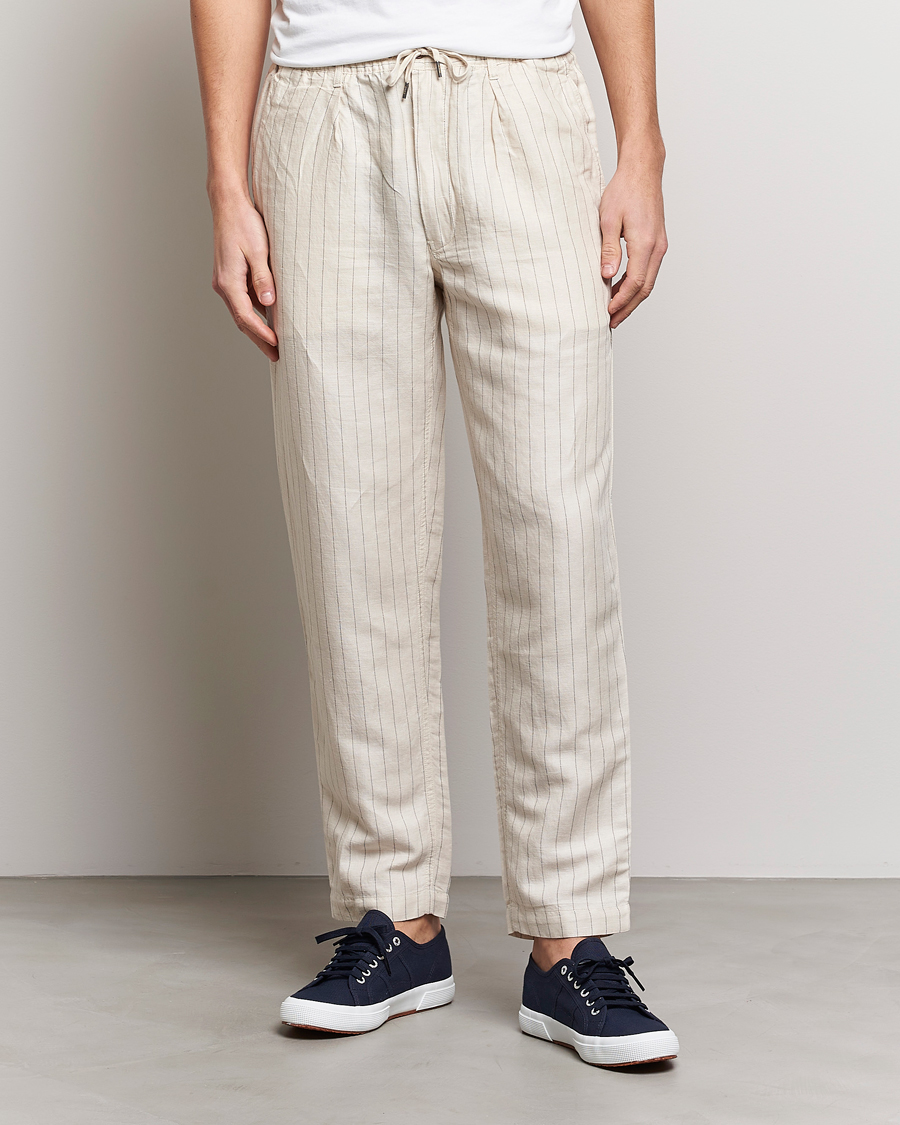 Herre | Bukser | Polo Ralph Lauren | Prepster Linen/Tencel Pinstripe Trousers Andover Cream