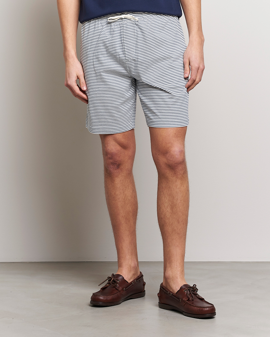 Herre |  | Polo Ralph Lauren | Brused Spa Jersey Striped Sweatshorts White/Blue