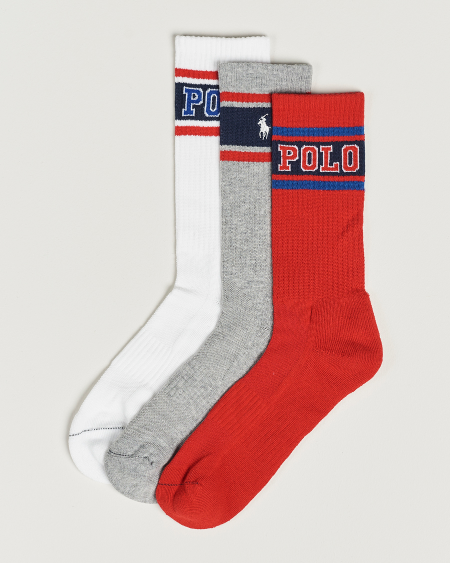 Herre | Undertøj | Polo Ralph Lauren | Varsity 3-Pack Sock Red/Grey/White